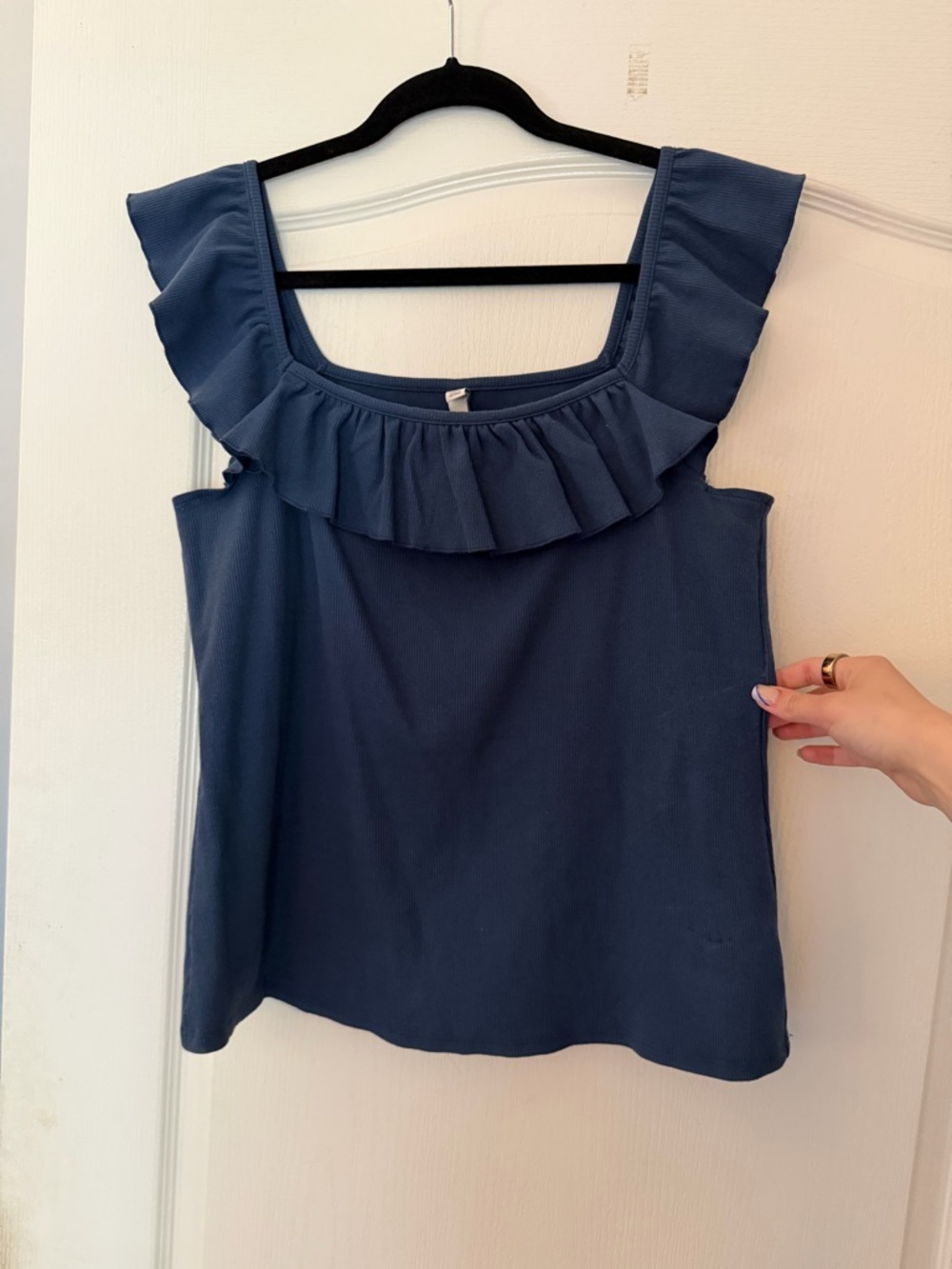 torrid Ruffled Square-Neck Tank Top - Navy Blue